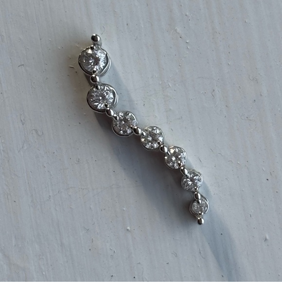 14k Solid White Gold & Diamond Journey Pendant - Picture 1 of 4